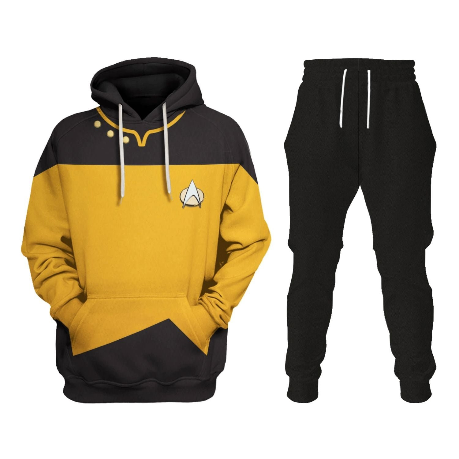 Star Trek The Next Generation Starfleet Yellow Uniform Costume - Hoodie Sweatpants Starfleet Yellow Uniform Cosplay