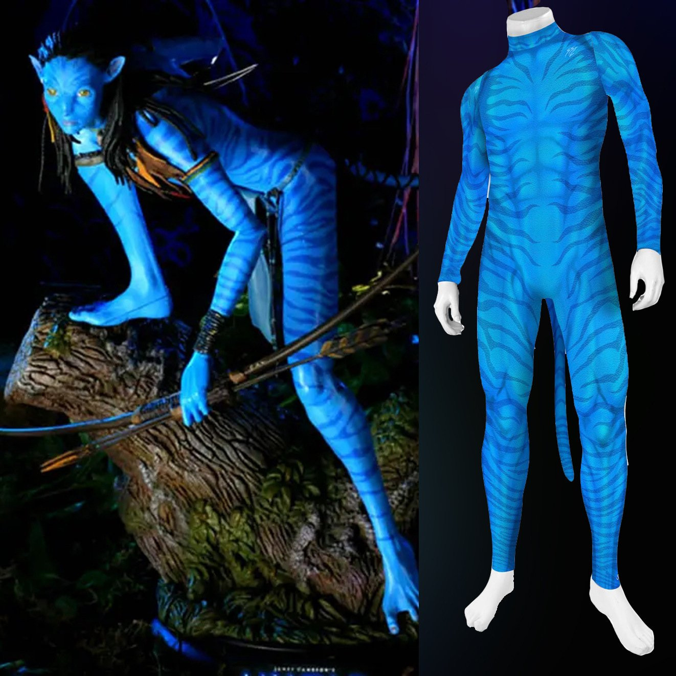 Avatar Na'vi Costume - Bodysuit with Tail Na'vi Cosplay