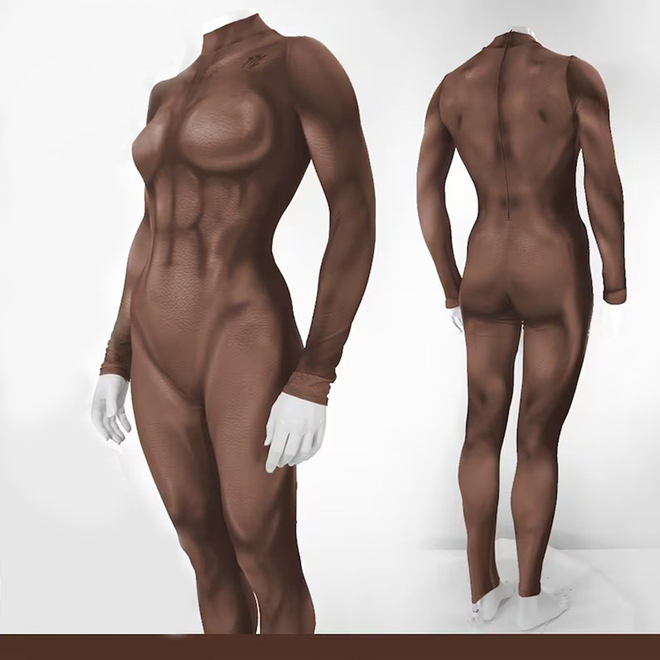 Woman Muscle Suit Costume - Cocoa Bodysuit Women's Muscle Suit Cosplay