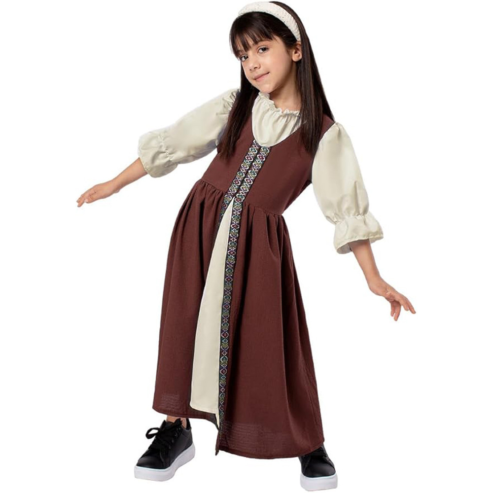 Girls Medieval Renaissance Costume - Brown Dress Medieval Cosplay