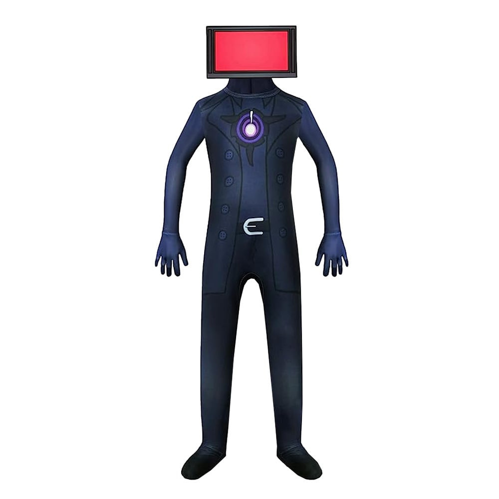 Skibidi Toilet Red TV Man Costume - Bodysuit Mask Red TV Man Cosplay
