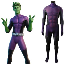 Teen Titans Beast Boy Costume - Purple Black Fortnite Style Bodysuit Beast Boy Cosplay