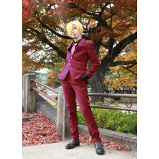One Piece Sanji Costume - Red Black Suit Sanji Cosplay