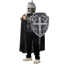 Boys Skeleton Knight Costume - Robe Shirt Mask Skeleton Knight Cosplay