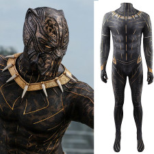 Black Panther: Killmonger Costume - The Golden Jaguar Bodysuit Necklace Killmonger Cosplay