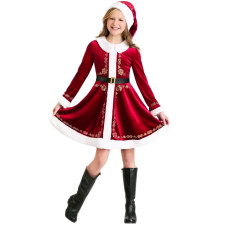 Girls Santa Claus Costume - Velvet Dress Set Santa Claus Cosplay