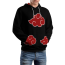 Naruto Shippiden Akatsuki Costume - Black Hoodie Red Cloud Akatsuki Cosplay