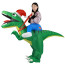 Riding Christmas Hat Green Dinosaur Inflatable Costume - Riding Christmas Dinosaur Cosplay