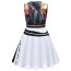 Girls K-Pop Demon Hunters Mira Costume - Black White Gold Sleeveless Mini Dress Stage Outfit Mira Cosplay