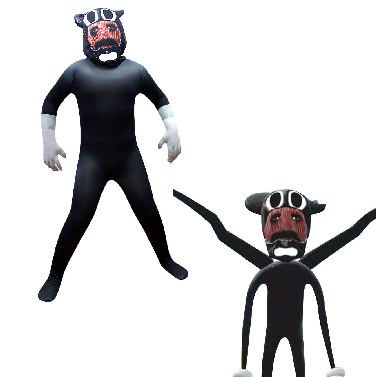 Kids Roblox Trevor Henderson's Cartoon Mouse Costume - Black Bodysuit Mask Cartoon Mouse Cosplay