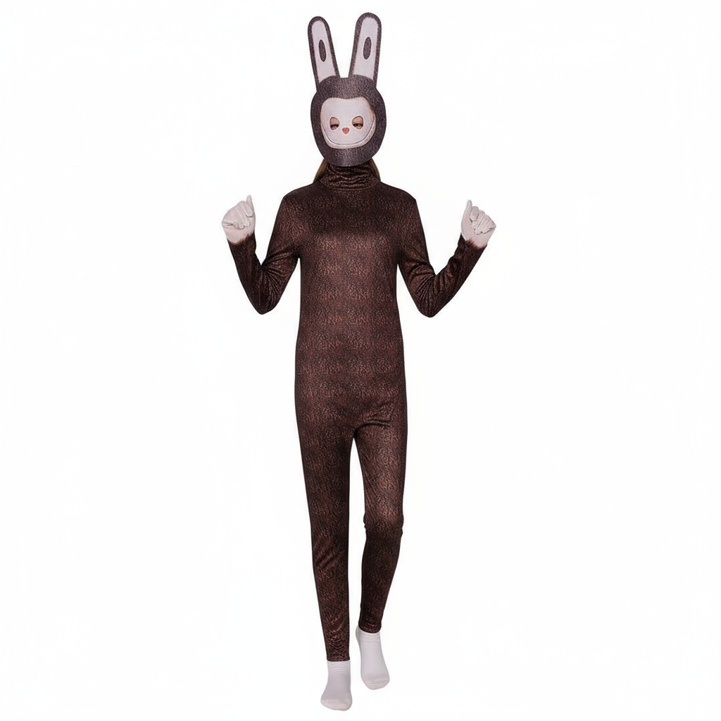 Labubu The Monsters Zimomo Costume - Brown Bodysuit Mask Set Zimomo Cosplay