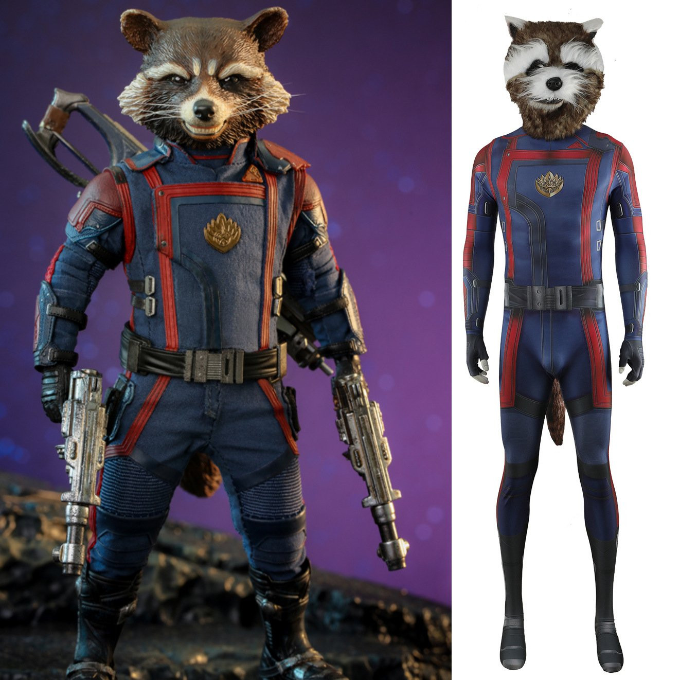 Guardians of the Galaxy Vol 3 Rocket Costume - Team Uniform Bodysuit Mask Set Rocket Cosplay
