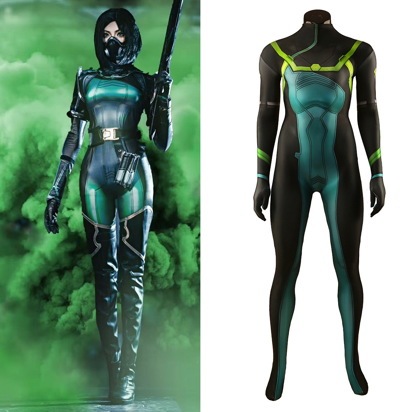 Valorant Viper Costume - Black And Green Bodysuit Viper Cosplay