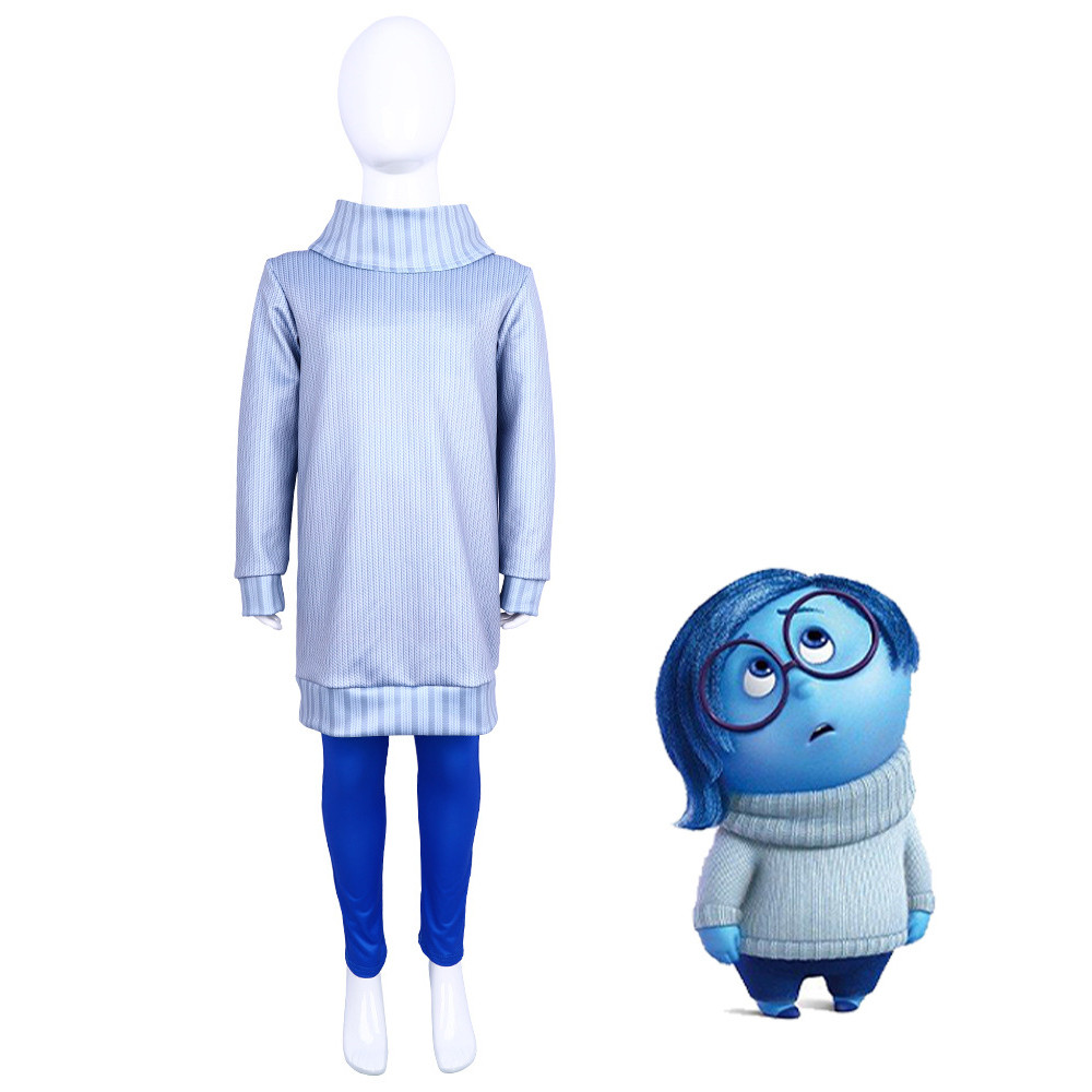 Inside Out Sadness Costume - Blue Suit Mask Set Sadness Cosplay