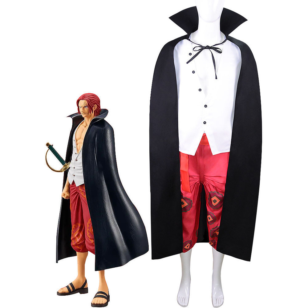 One Pice Red Shanks Costume - Shirt Pants Cape Set Shanks Cosplay