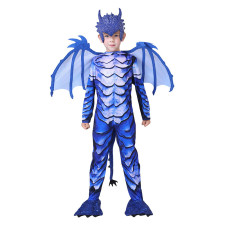 Kids Blue Frost Dragon Costume - Bodysuit Mask Set Blue Dragon Cosplay