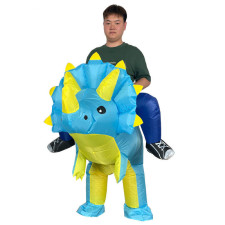 Jurassic World Riding Triceratops Dinosaur Inflatable Costume - Riding Triceratops Dino Cosplay