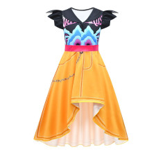 Girls K-Pop Demon Hunters Mira Costume - Black Yellow Flying Sleeves Long Dress Mira Cosplay