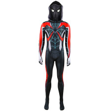 Spider-Man 2 Miles Morales Evolved Suit Style 2 Costume - Black Bodysuit Hood Mask Set Miles Morales Spider-Man Cosplay