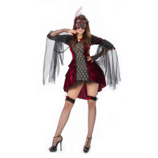 Halloween Masquerade Ball Fancy Vampire Queen Red Dress Costume