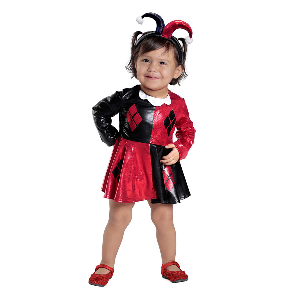DC Super Villain Collection Harley Quinn Girl's Costume with Tutu Dress