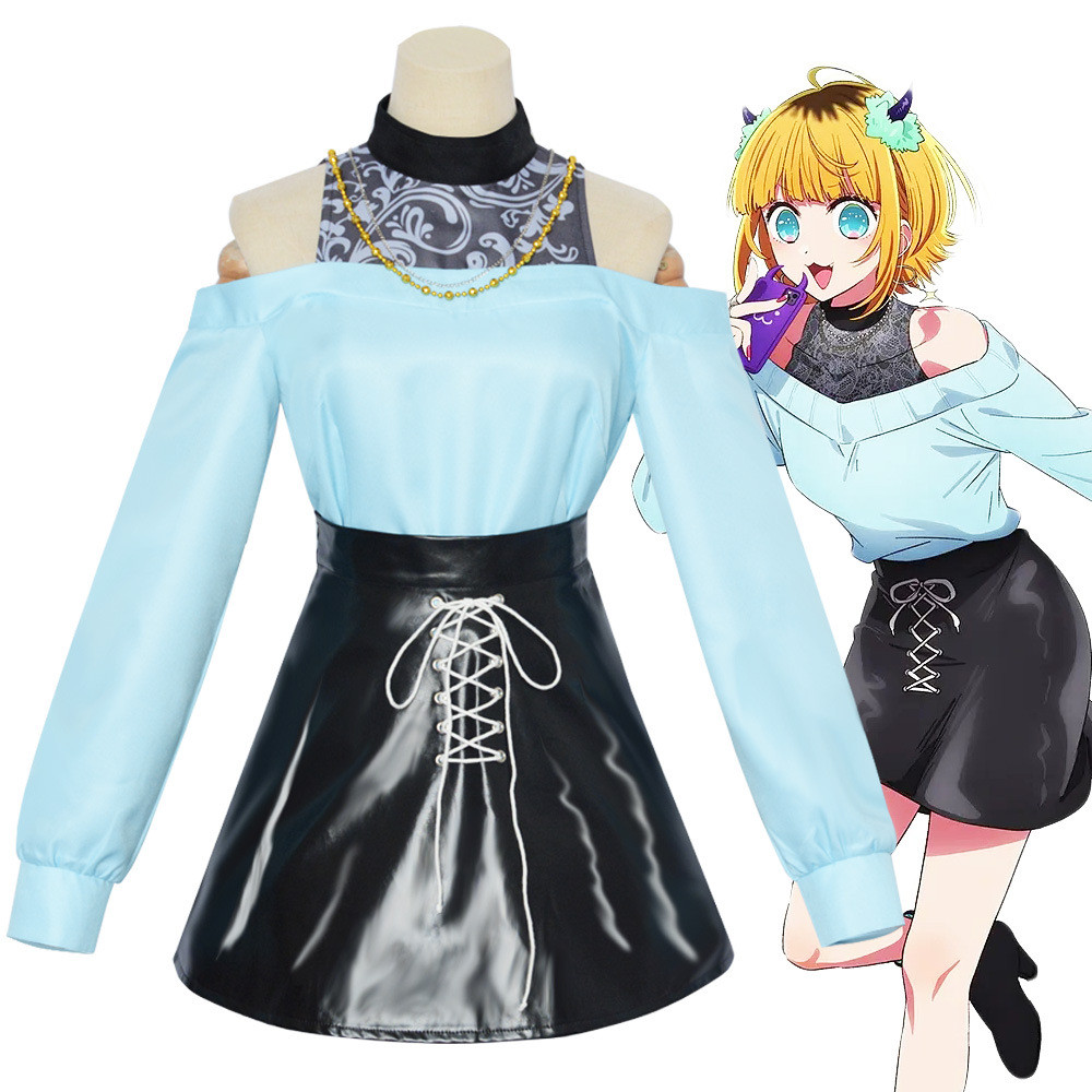 Oshi No Ko Mem-Cho Costume - Black Skirt Top Set Mem Cho Cosplay