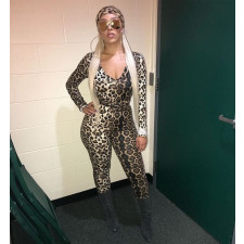 Doja Cat Costume - Doja Cat Wet Look Sexy Leopard Print Spandex Catsuit Cosplay