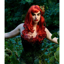 DC Poison Ivy Wig - Long Red Wavy Wig Poison Ivy Cosplay Costume