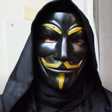 V For Vendetta Mask - Black And Gold V For Vendetta Cosplay Costume Mask