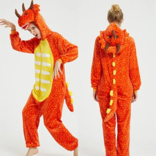 Kids Orange Triceratops Costume - Onesie Jumpsuit Orange Triceratops Cosplay