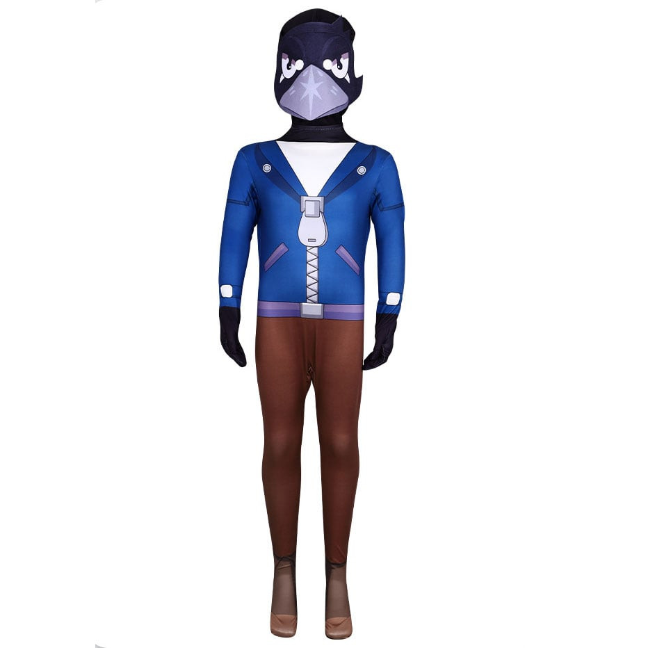 Kids Brawl Stars Carrion Crow Costume - Bodysuit Mask Crow Cosplay