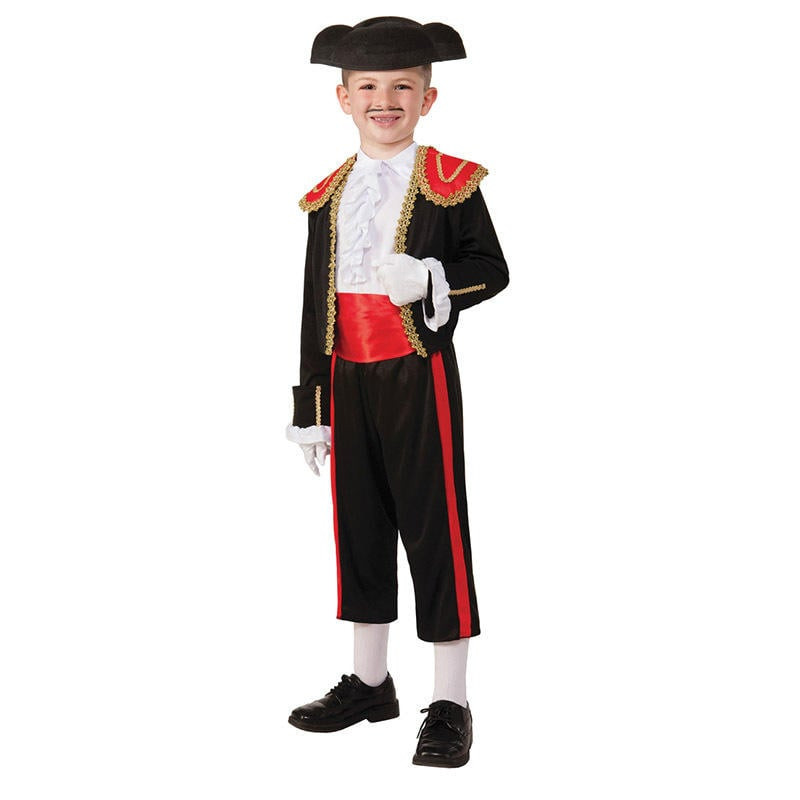 Kids Matador Costume - Black Coat Pants Set Spain Matador Cosplay