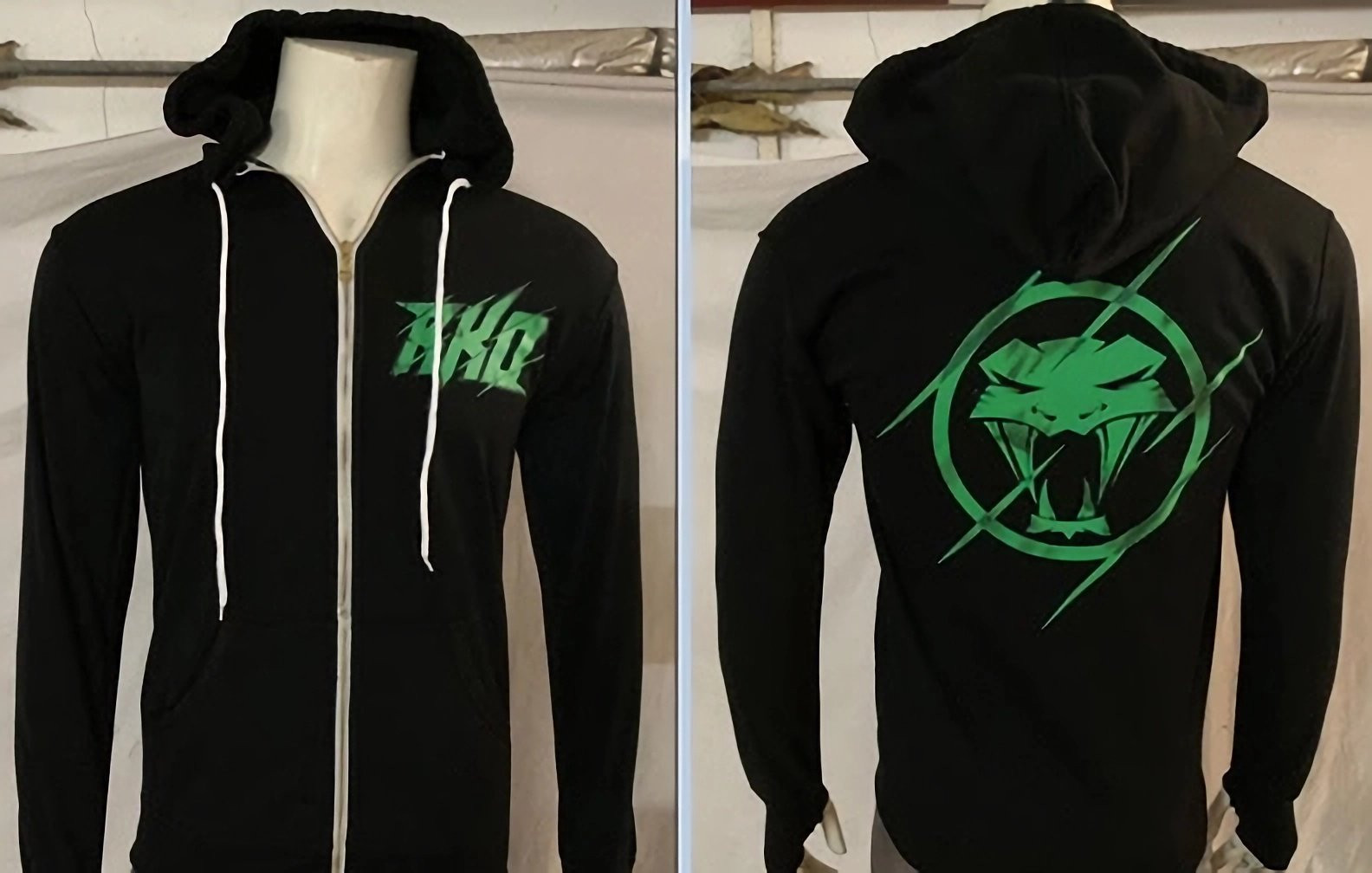 WWE Randy Orton Costume -  Black Zip Up Hoodie Green Venom Logo Randy Orton Cosplay