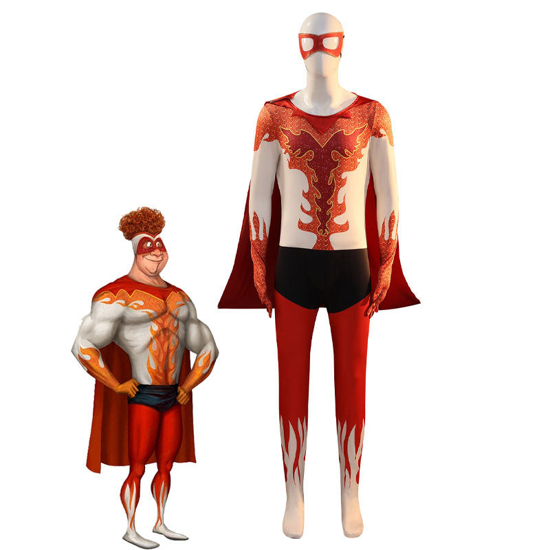 Megamind Tighten Costume - Red Bodysuit Cape Mask Set Tighten Cosplay