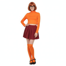 Scooby-Doo Velma Dinkley Costume - Short Orange Top Skirt Set Velma Dinkley Cosplay
