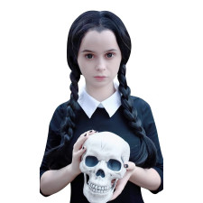 Wednesday Addams Wig - Girls Long Black Pigtails Braided Wig Wednesday Cosplay Costume
