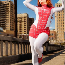 Marvel's Spider-Man Red White Spider-Woman Suit Costume - Bodysuit Red White Spider-Woman Suit Cosplay