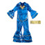 Girls Blue Disco Queen Costume - Sparkling Jumpsuit Disco Cosplay