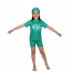 Kids Squid Game 456 Swimsuit Costume - Two Piece Green Swimsuit with Swimming Cap Squid Game Cosplay