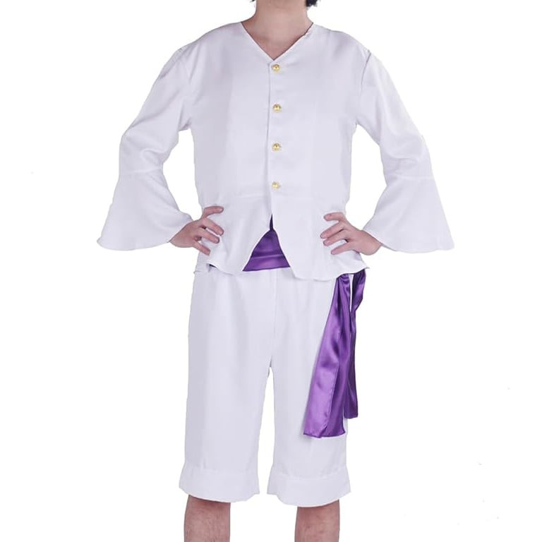 Once Piece Luffy Gear 5 Costume - White Shirt Pants Hat Slippers Full Set Gear 5 Luffy Cosplay