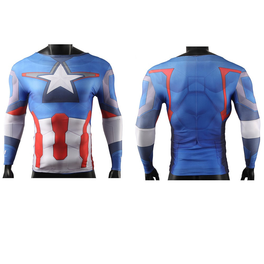 Avengers Captain America Costume - Gym Shirt Workout Captain America Cosplay