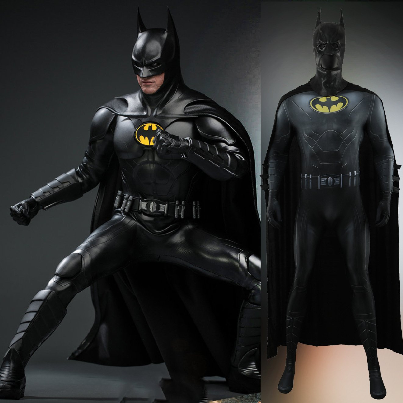 The Flash Batman Costume - Bodysuit Cape Set Batman Cosplay
