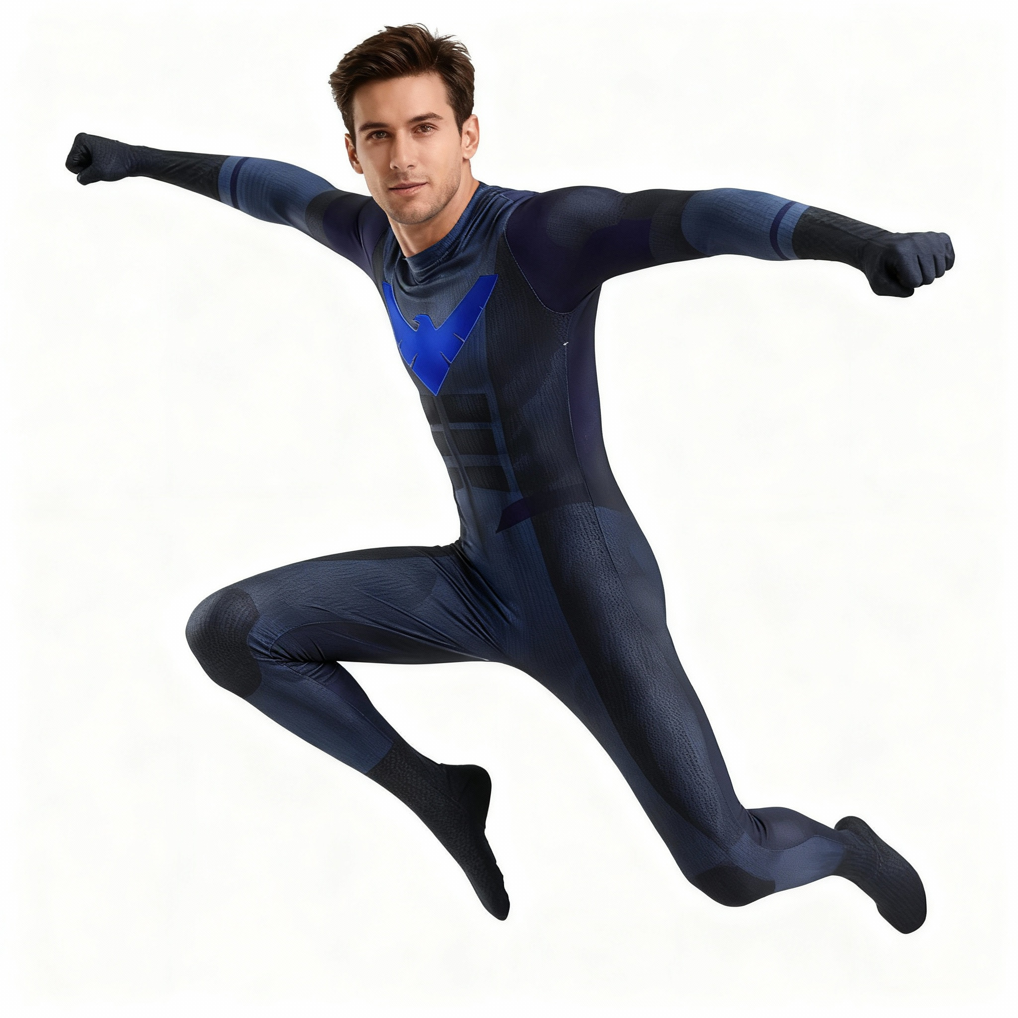 Marvel Titans Nightwing Dick Grayson Costume - Dark Blue Bodysuit Nightwing Dick Grayson Cosplay