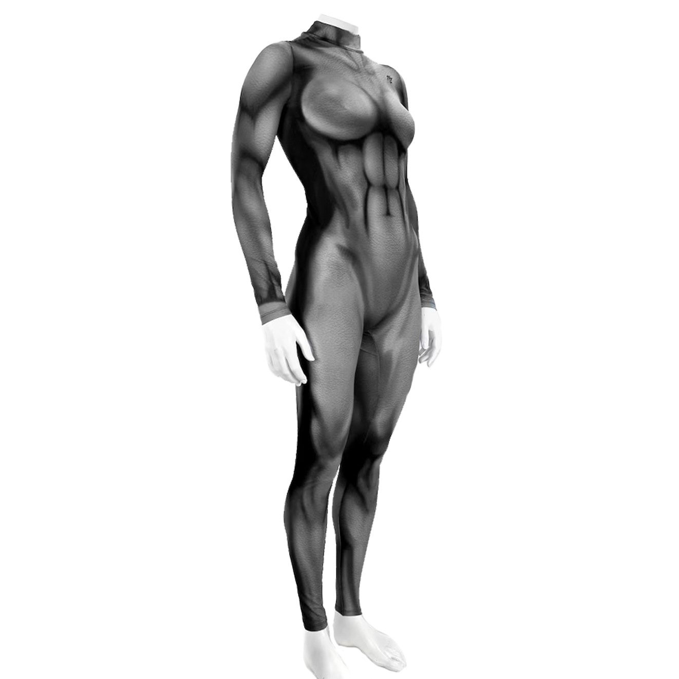 Woman Muscle Suit Costume - Grey Bodysuit Women's Muscle Suit Cosplay