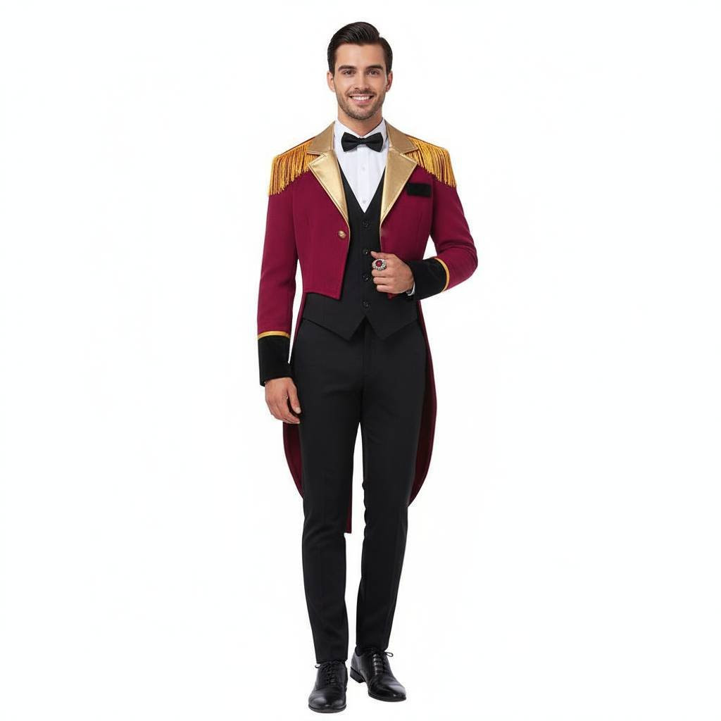 Circus Ringmaster Costume - Red Tailcoat Jacket Ringmaster Cosplay