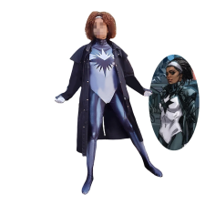Captain Marvel Spectrum Monica Rambeau Costume - White Grey Comic Bodysuit Spectrum Cosplay