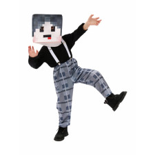 Kids Minecraft Player Skin Costume - Mask And Suit Set Player Skin Cosplay