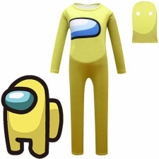Kids Among Us Costume - Yellow Bodysuit Mask Among Us Cosplay