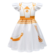 Girls K-Pop Demon Hunters Zoey Costume - White Gold Mini Dress Stage Outfit Zoey Cosplay