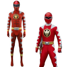Power Rangers Dino Thunder Red Dino Ranger Costume - Bodysuit Mask Set Red Dino Ranger Cosplay
